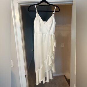 Aqua white ruffle midi dress